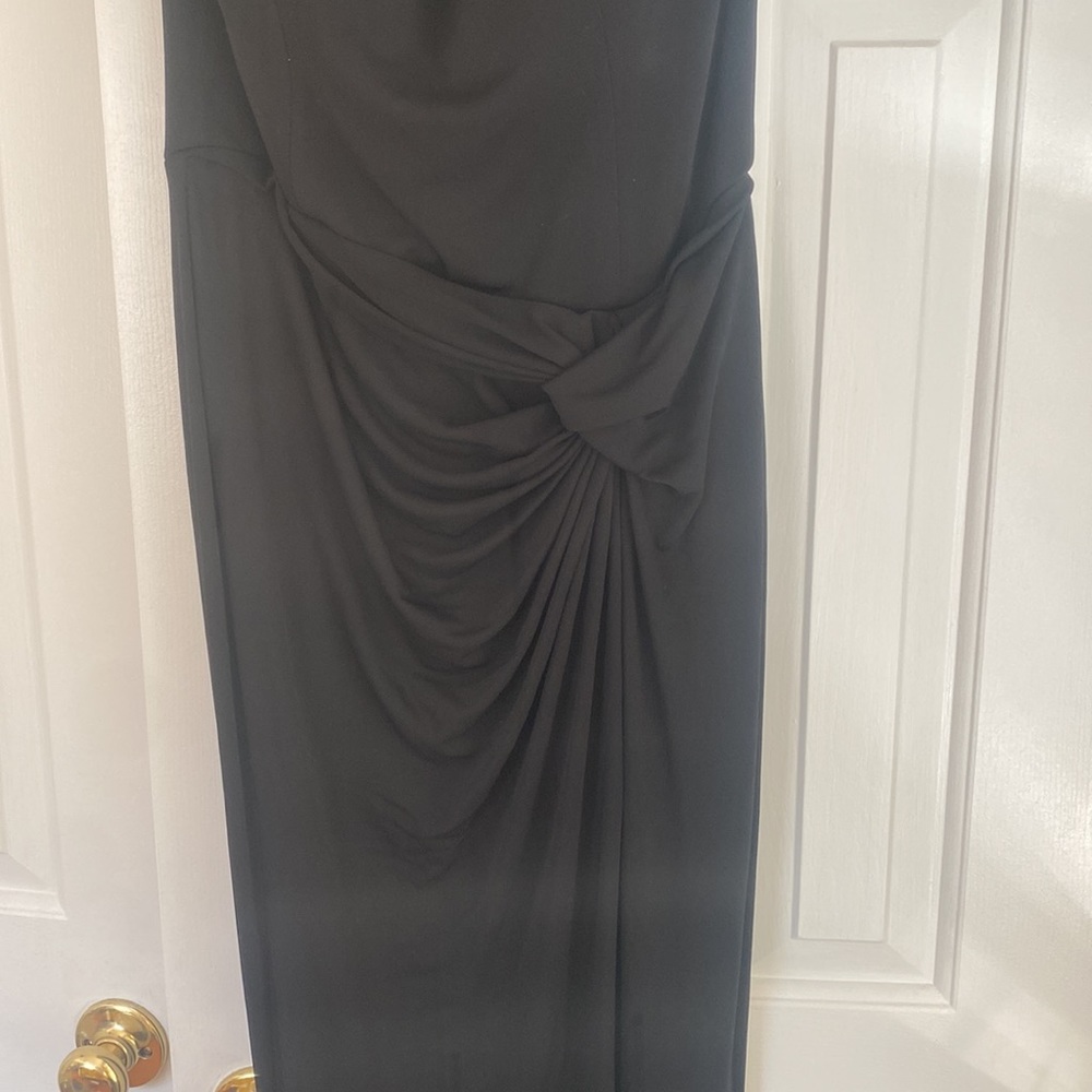 NOCTURNE LONG SLIT DRESS WITH FEATHERS - Picture 5 of 7